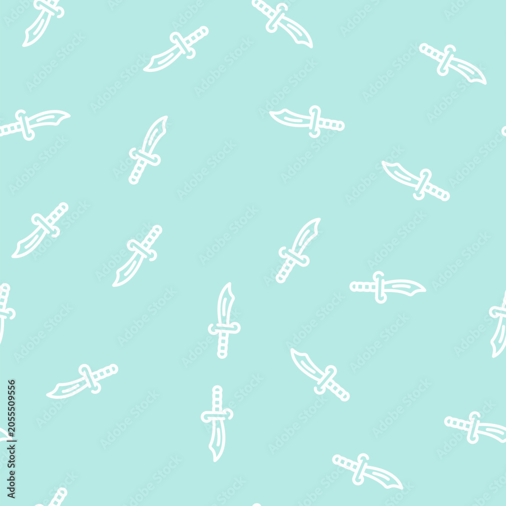 Fototapeta premium saber pirate line seamless pattern saber pirate thin line illustration