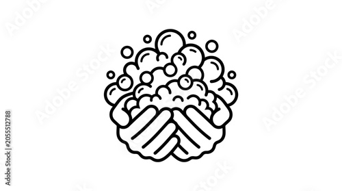 Tableau sur toile Hands Washing with Soap Bubbles.