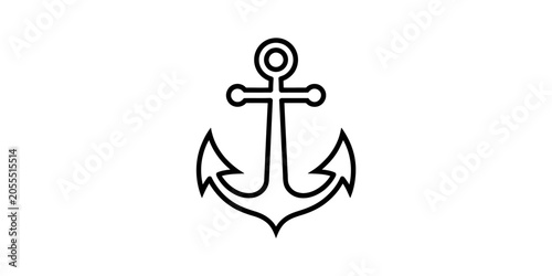 Bild auf Leinwand Simple black line art anchor icon vector illustration, nautical maritime symbol