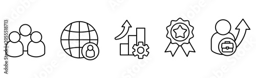 Corporate core values and business growth  icon set 