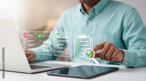 Doctor using digital tablet and laptop with medical software interface, showcasing technology scrubs and data health for modern healthcare & medicine
