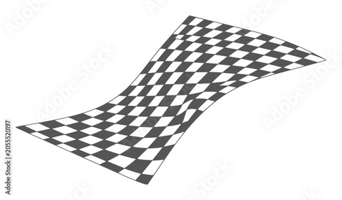 Wavy checkered flag pattern with dark gray and white squares abstract