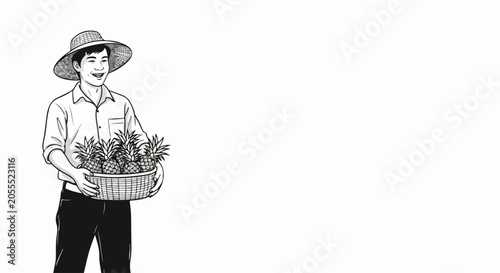man holding basket of plants