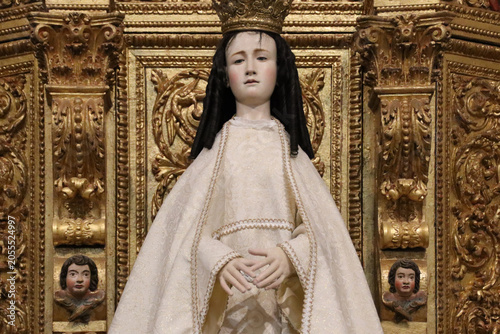 Bild auf Leinwand baroque altarpiece in a medieval cathedral in miranda do douro in portugal