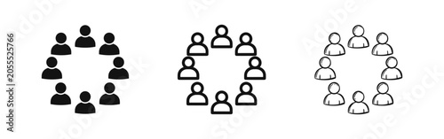 Foto Group of people circle icon set, community and team symbol, social organization,