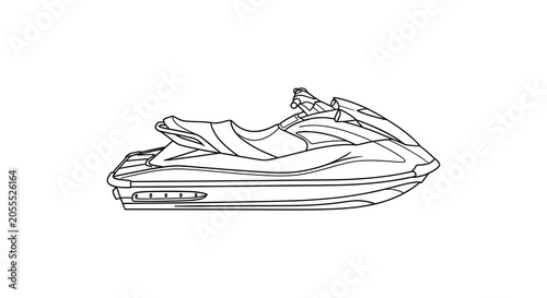 Fotografie Jet ski line drawing on a white background