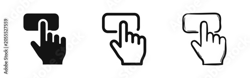 Fotografie Hand Pressing Button Icon Set