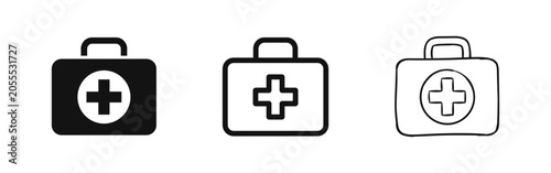 Quadro su tela First aid kit medical box icon set