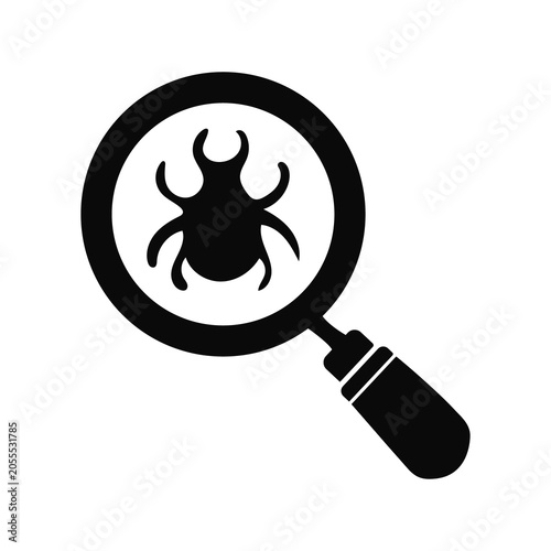 Bug Detection and Analysis Magnifying Glass Vector Icon