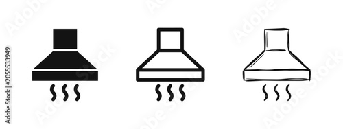 Fotografía Kitchen range hood icon set in solid, outline, and hand-drawn styles, cooking ventilation and home appliance
