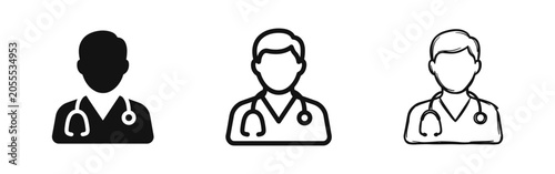 Foto Doctor Icon Set with Stethoscope - Medical Professional and Healthcare Symbol
