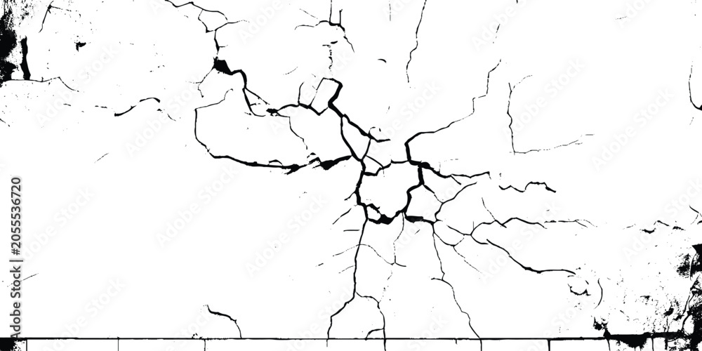 Obraz premium Cracks overlay textured. Distressed black texture. Dark grainy texture on white background. Grain noise particles