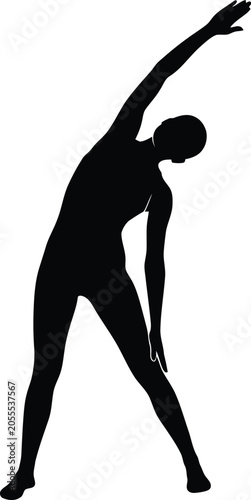 Fotografi Person Stretching Sideways In Silhouette figure human
