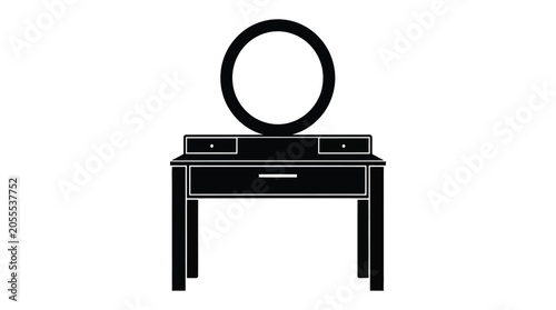 Schilderij op canvas Dressing table with mirror and drawers black silhouette