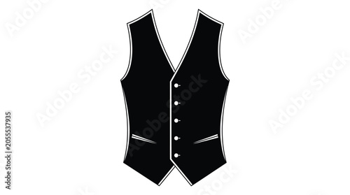 Tableau sur toile Black waistcoat silhouette against a white background silhouette