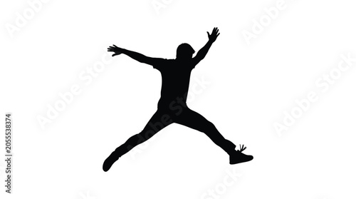 Εκτύπωση καμβά Jumping person in mid air black and white silhouette