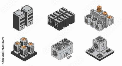 Photos Collection of various electronic components and circuit boards for technology projects