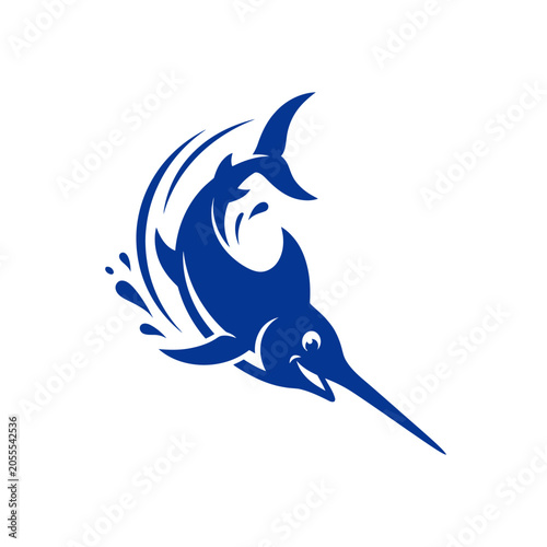Photography Swordfish jumping out of water silhouette vector.