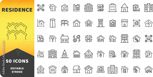 Bild auf Leinwand Residence line icon set