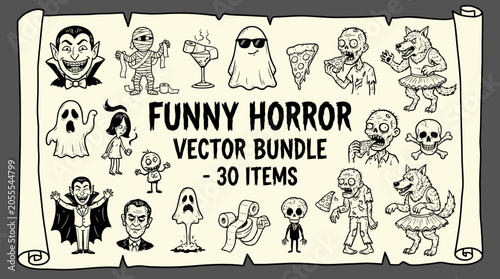Foto Horror Character Vector Bundle Ghosts Vampires Zombies And Werewolves