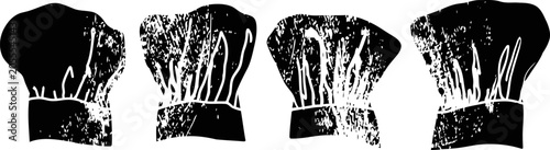 black chef hats set isolated on white background culinary uniform accessory collection