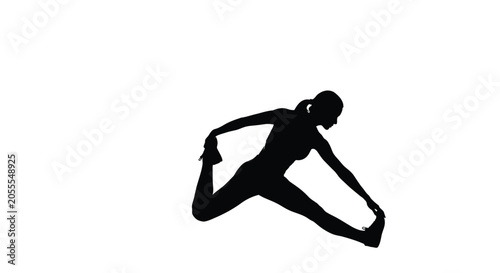 Obraz na płótnie Woman Stretching In Yoga Pose Black Silhouette Against White Background