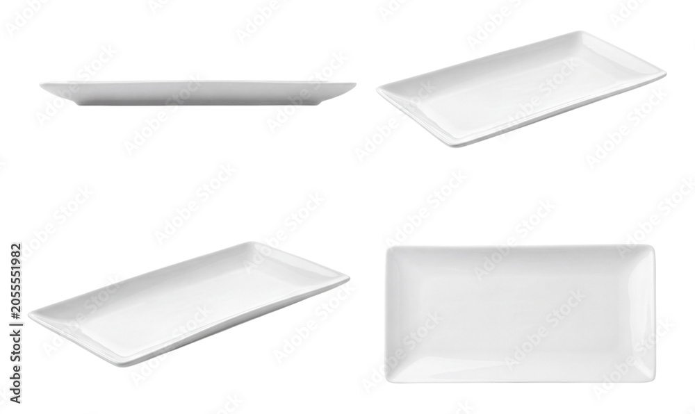 Foto White rectangular dishes, isolated on transparent background