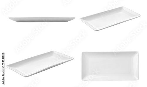 Foto White rectangular dishes, isolated on transparent background
