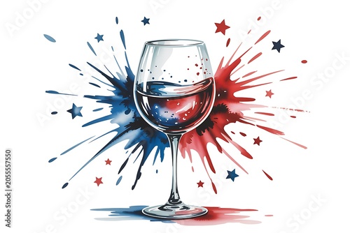 American Patriotic Wine Glass Art Illustration High Resolution Picture