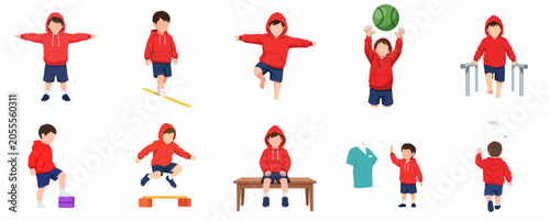 Fotografie Child physical therapy and occupational therapy exercises set