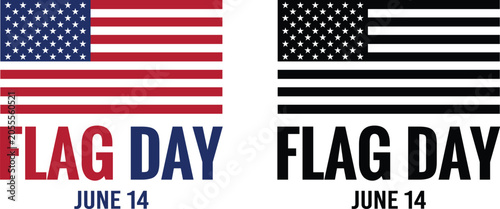Flag day june 14th american flag illustrations