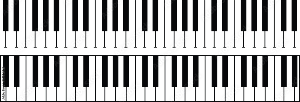 Fototapeta premium Piano keys seamless pattern set. Musical keyboard instrument border vector background