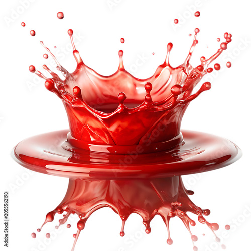 Wine splash close up image isolated on white background, png, ai generated.