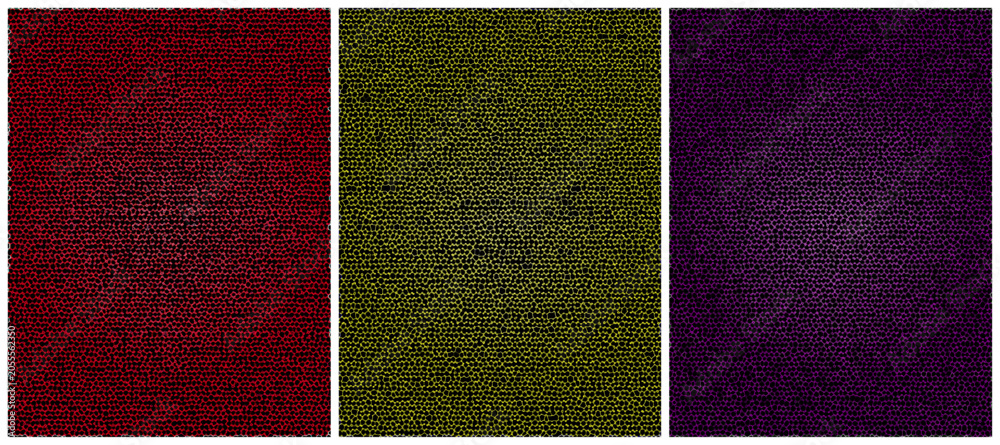 Fototapeta premium Set of three textured backgrounds in red, yellow, and purple
