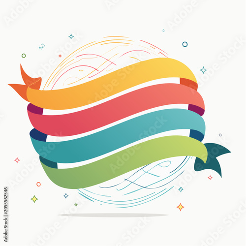 Colorful Ribbon Banner with Abstract Swirls