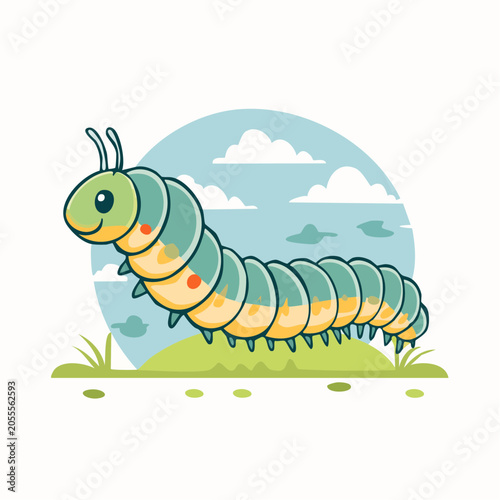 Cute Cartoon Caterpillar Illustration