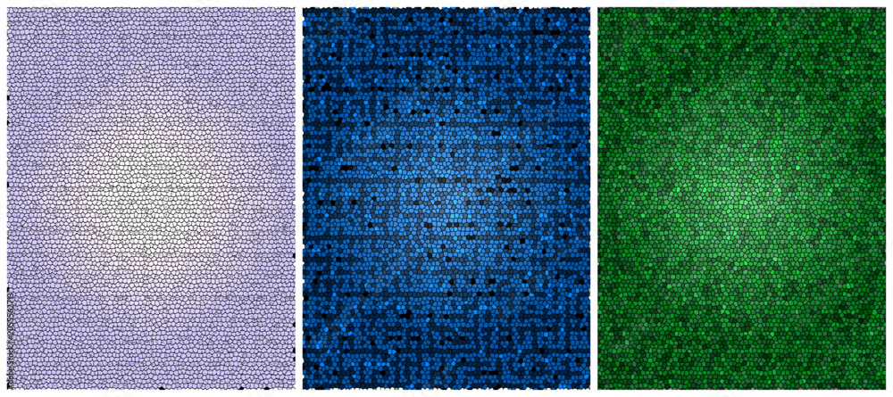 Fototapeta premium Set of three abstract mosaic backgrounds in purple blue and green