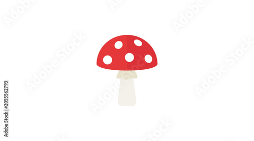 Canvastavla Red and white spotted mushroom fly agaric on white.