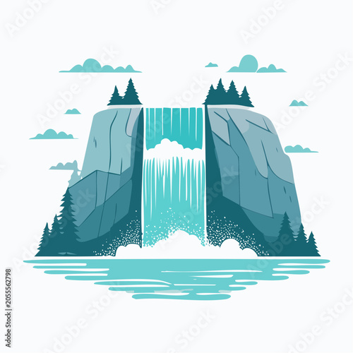 Stylized Waterfall Illustration