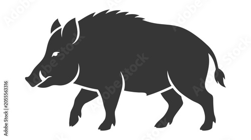 Konstfotografi Solid black silhouette of a wild boar walking.