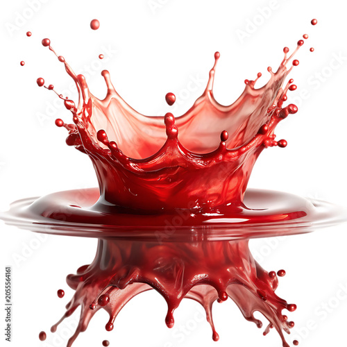 Wine splash close up image isolated on white background, png, ai generated.