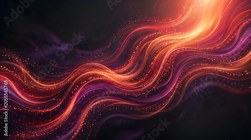 Vibrant digital waveform with glowing particles on dark background