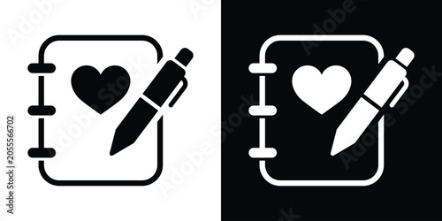 Bild auf Leinwand Notebook with heart icon and pencil