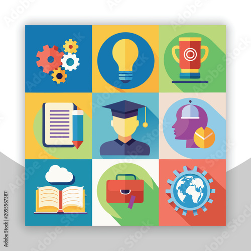 Business Education and Innovation Concepts with Icons