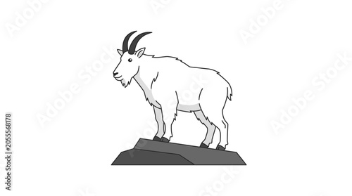 Quadro em tela White mountain goat standing on a grey rock platform.