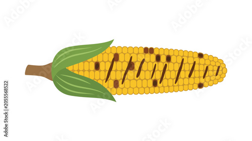 Tableau sur toile Grilled corn on the cob with husks isolated.
