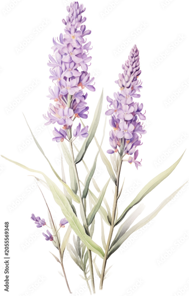 Fototapeta premium Lavender flowers, purple lilacs, floral bouquet, watercolor blooms