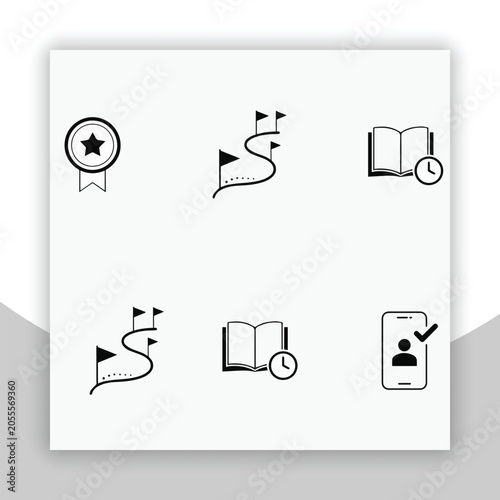 Collection of Progress Education and User Account Verification Line Icons