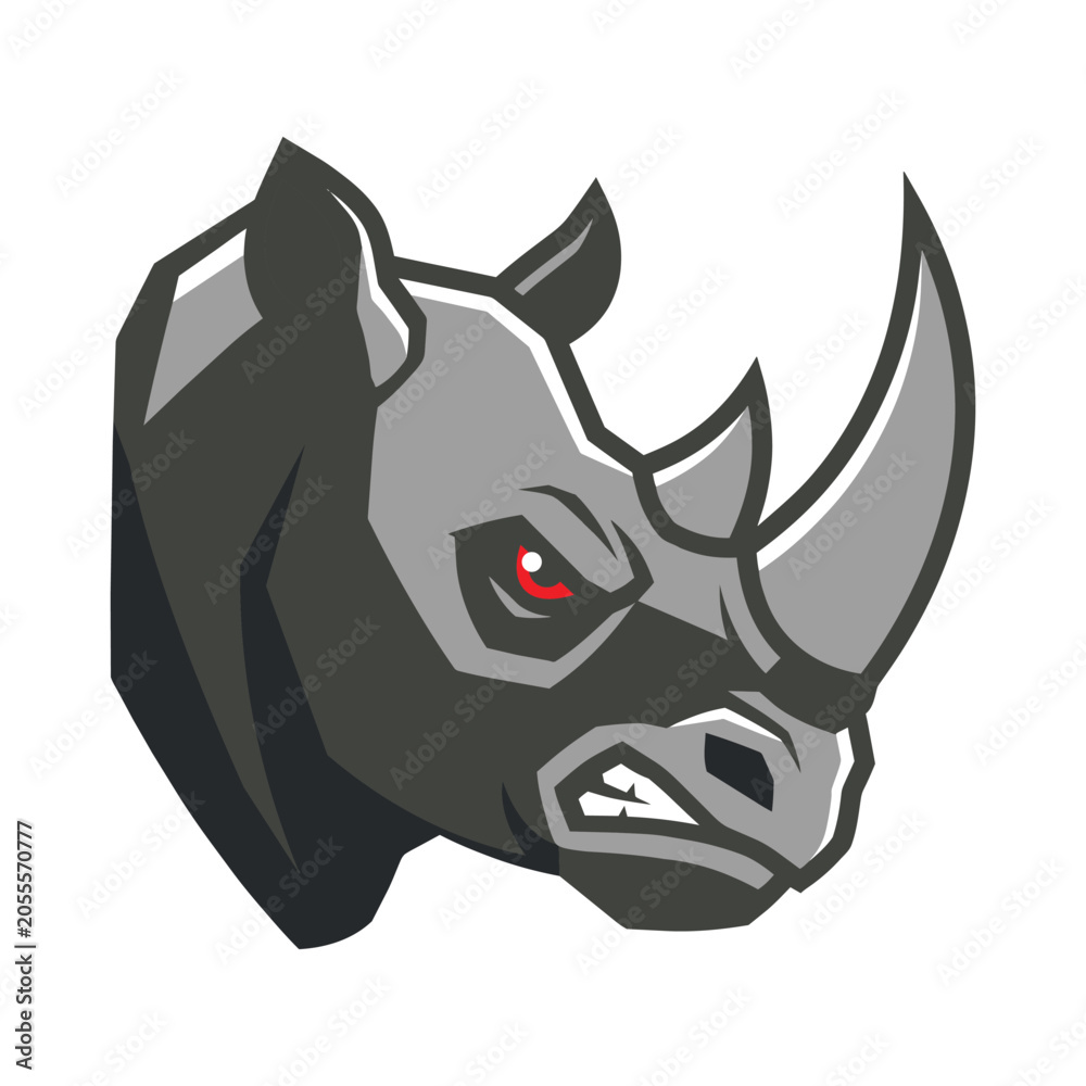 Fototapeta premium Angry rhino head mascot logo design for illustration graphic design.