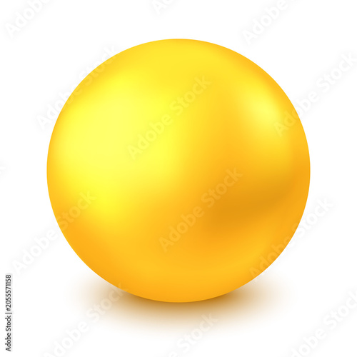 Golden glossy 3d ball or  orange  reflective pearl.